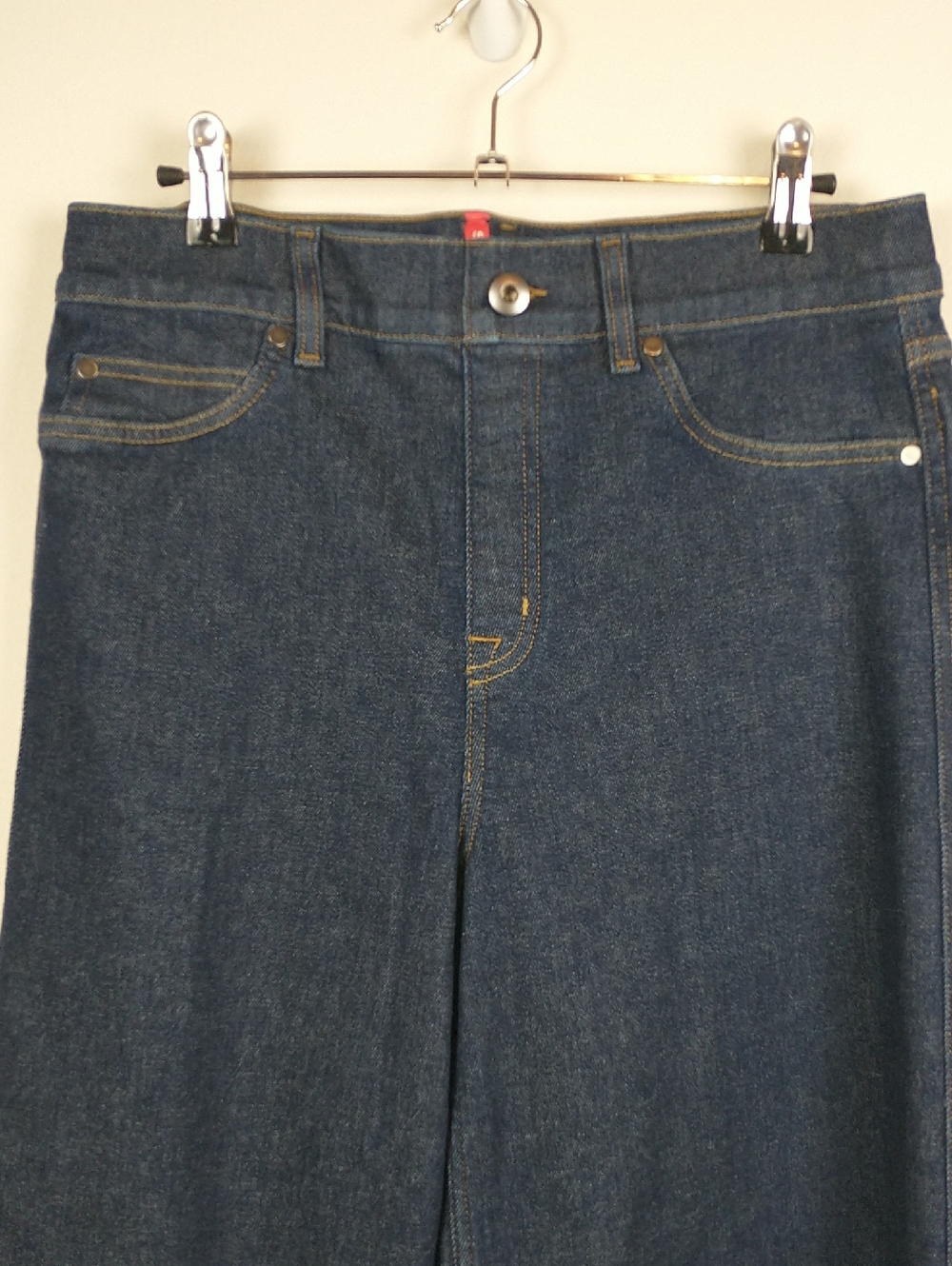 SPANX Wide Leg Jeans Large Raw Indigo Dark Wash - Picture 3 of 14
